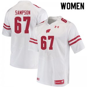 Women's Wisconsin Badgers NCAA #67 Cormac Sampson White Authentic Under Armour Stitched College Football Jersey XJ31K68BA